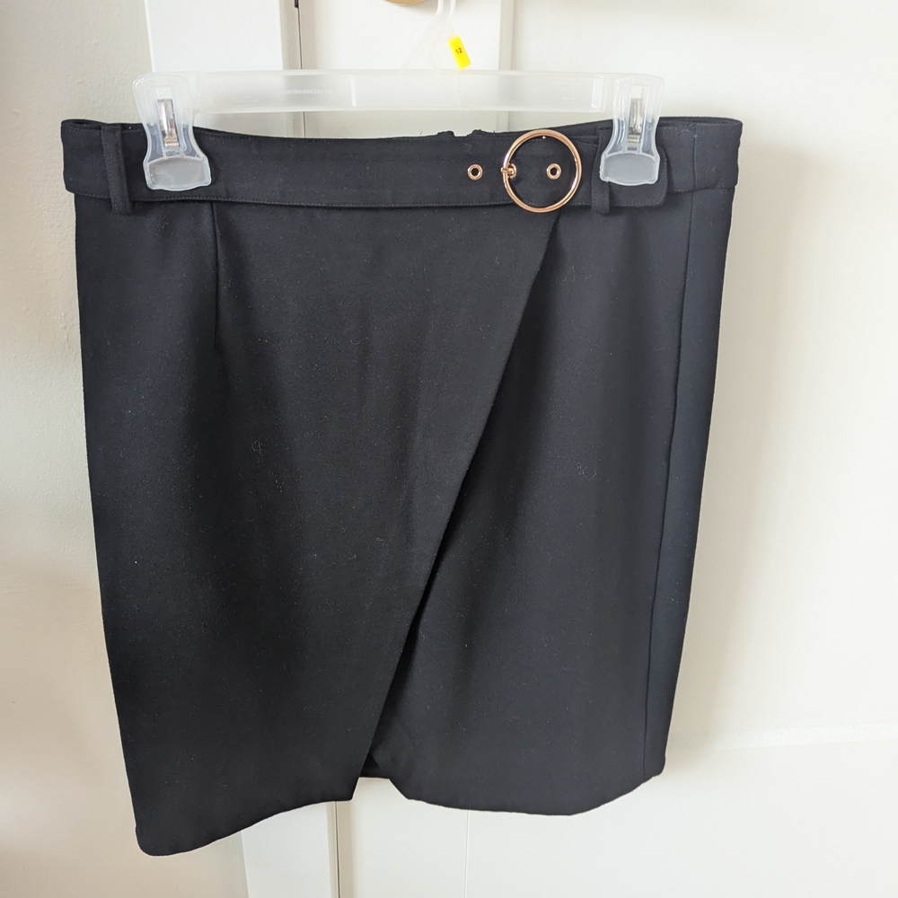 Ivanka Trump Black Pencil Skirt with Gold Buckle